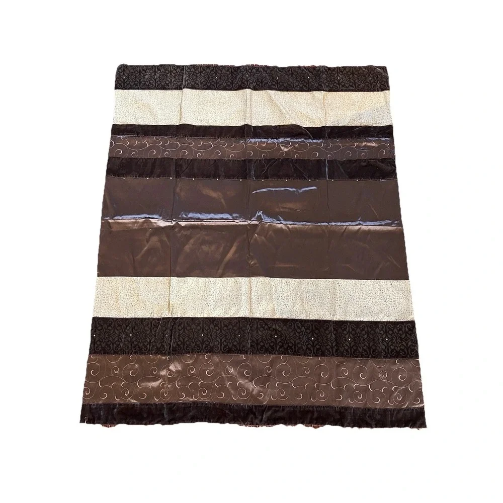 NWOT  Brown‎ global home Marrakesh Patchwork throw 50x60
